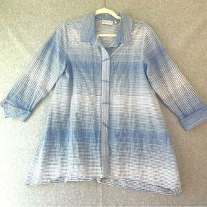 Habitat Clothing Striped Button Down Tunic Shirt Small